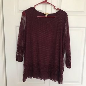 Krazy Kat Burgundy Top.  Size Medium.